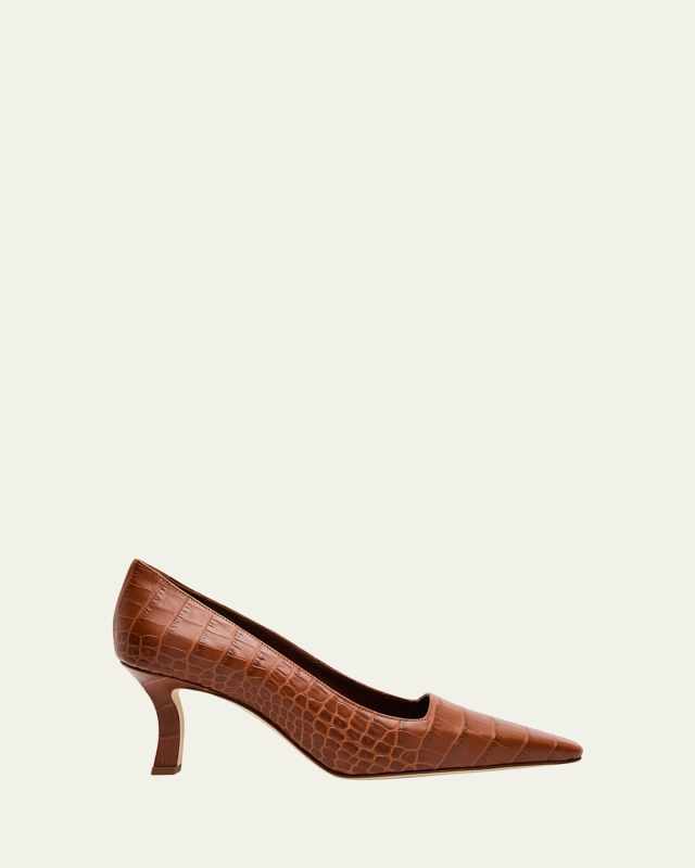 Moiralo Croc-Embossed Leather Pumps